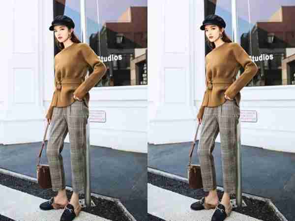 今年最流行的格子休闲裤，搭配对的上衣，复古又时尚！