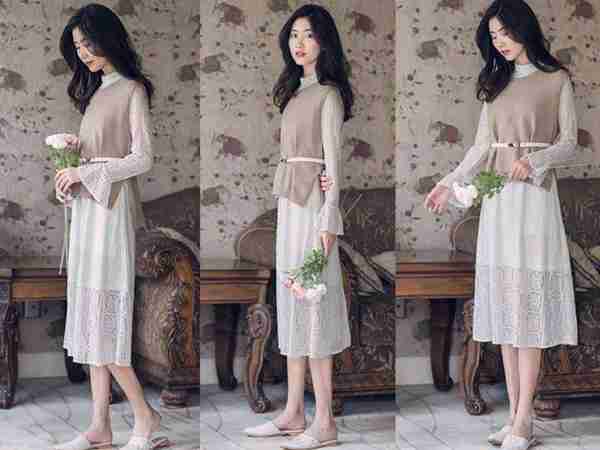 今年流行的蕾丝仙女裙，搭配对的鞋子，造型好看太多了！