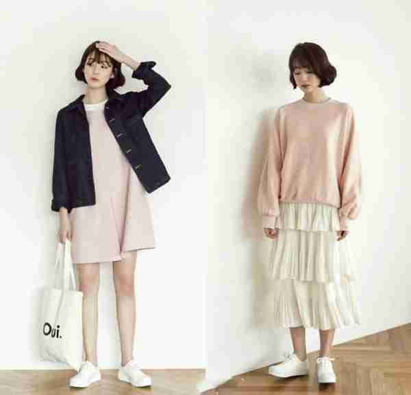 秋季穿搭,白色连衣裙搭配蓝色外套优雅淑女,专属软妹子的文艺范