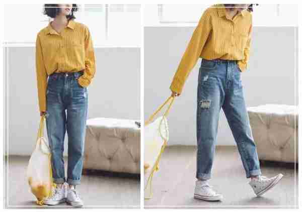 黄色上衣配什么颜色的下装好看?